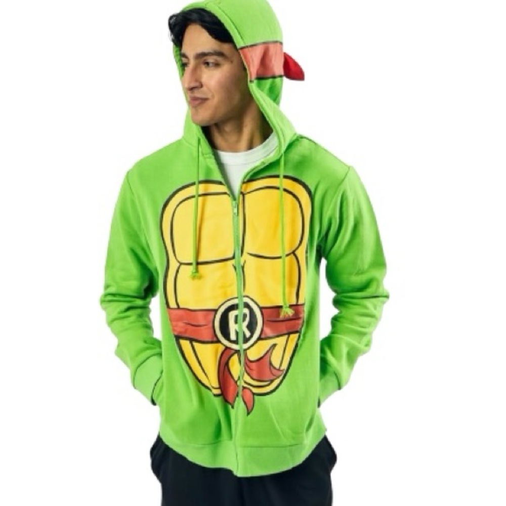 Nickelodean Teenage Mutant Ninja Turtles Raphael Lime Green Cosplay Hoodie XL